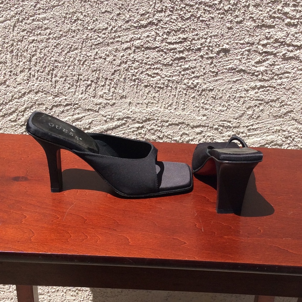 Guess Black Fabric Slide Sandals